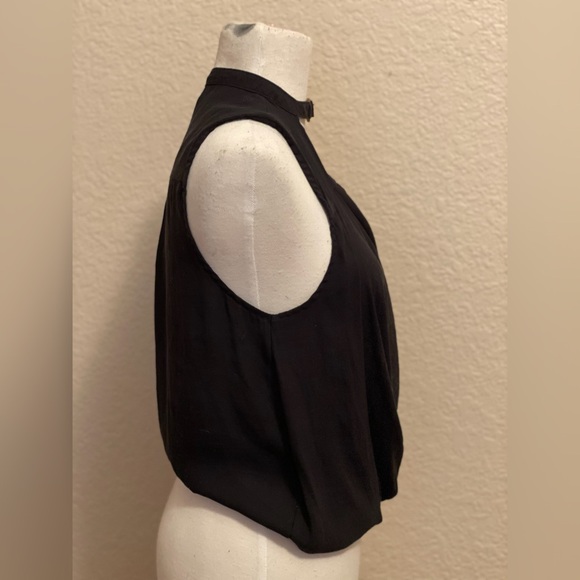 Free People So Fine Tank - Black Chiffon Surplice Tank with Snap Details - Picture 5 of 5